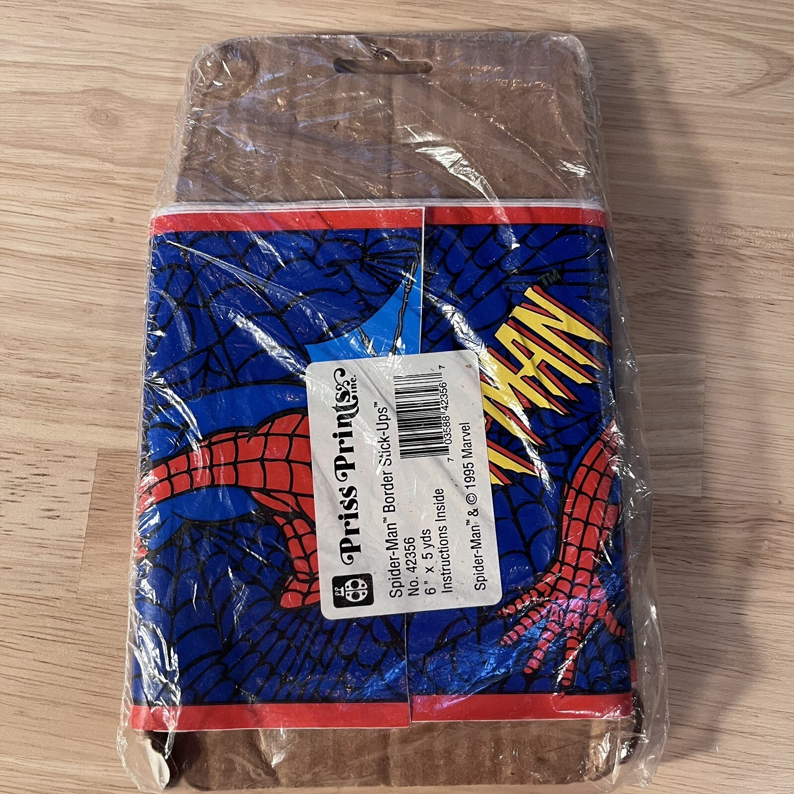RARE! Lot/2 Spiderman Marvel Border Stick-Ups 1995 Priss Prints 6 in x 5 yards