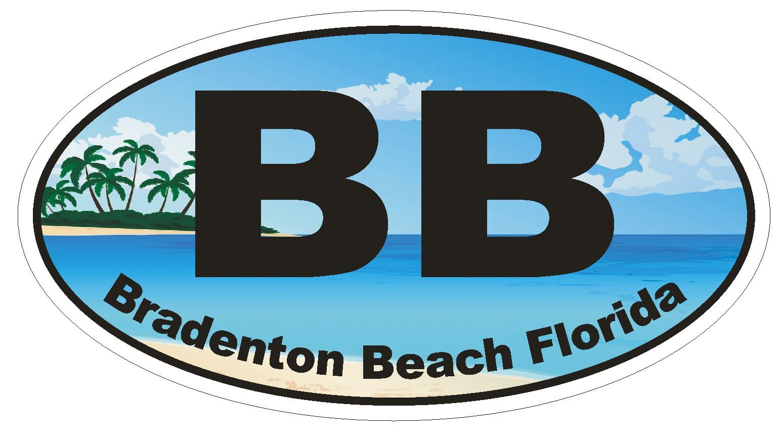 Bradenton Beach Florida Oval Bumper Sticker or Helmet Sticker D1136