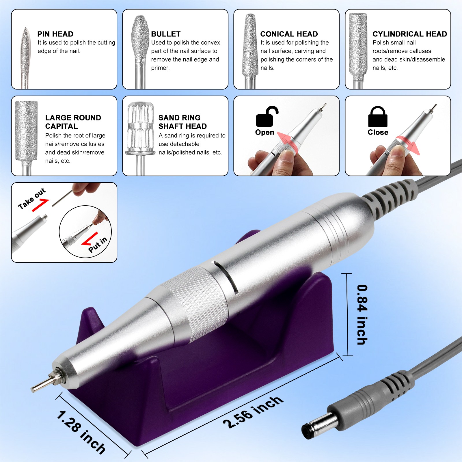 Professional Electric Cordless Nail Drill File-Glitter Portable Cordless E-File