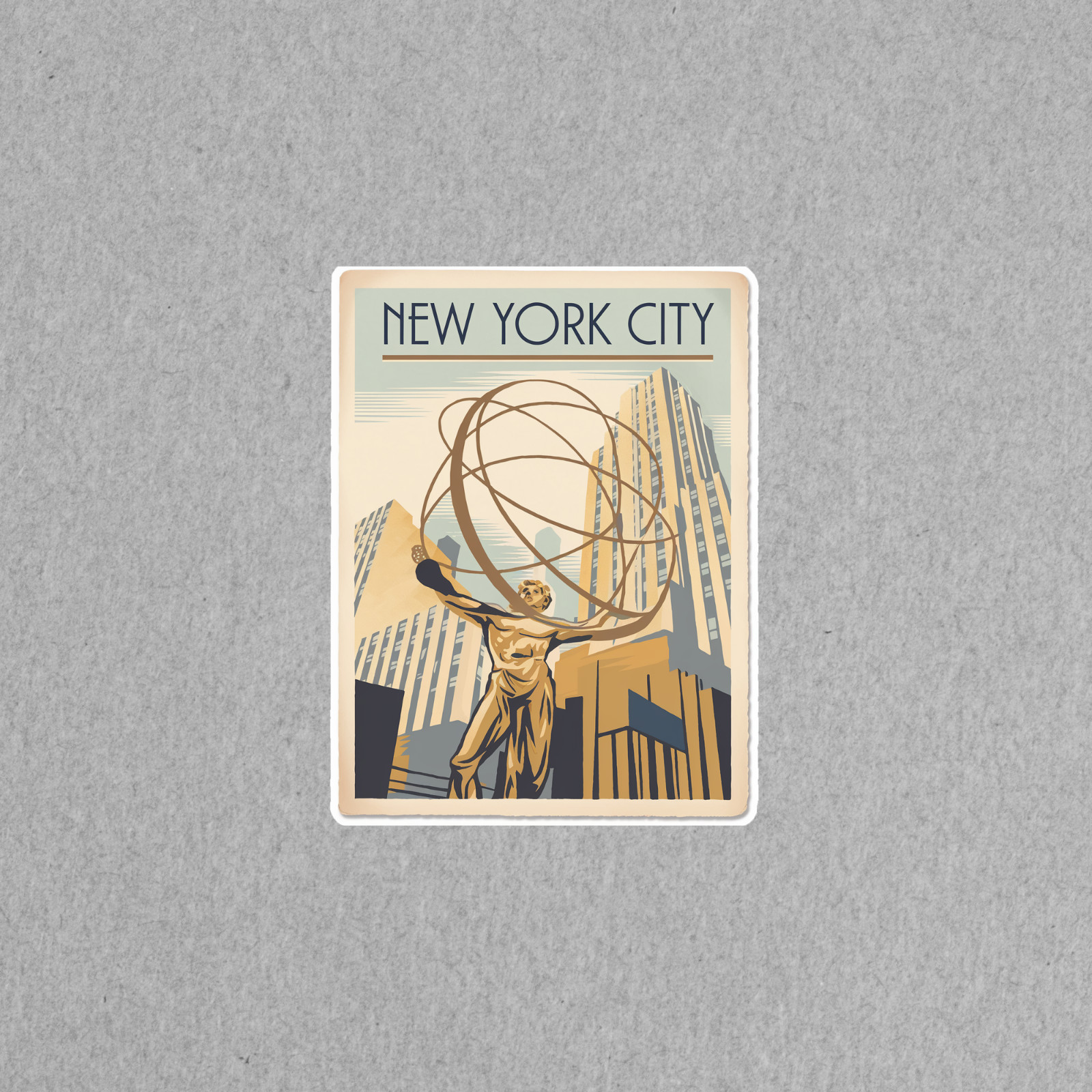 Vintage New York City Travel sticker – Iconic Atlas Statue Rockefeller Center #3