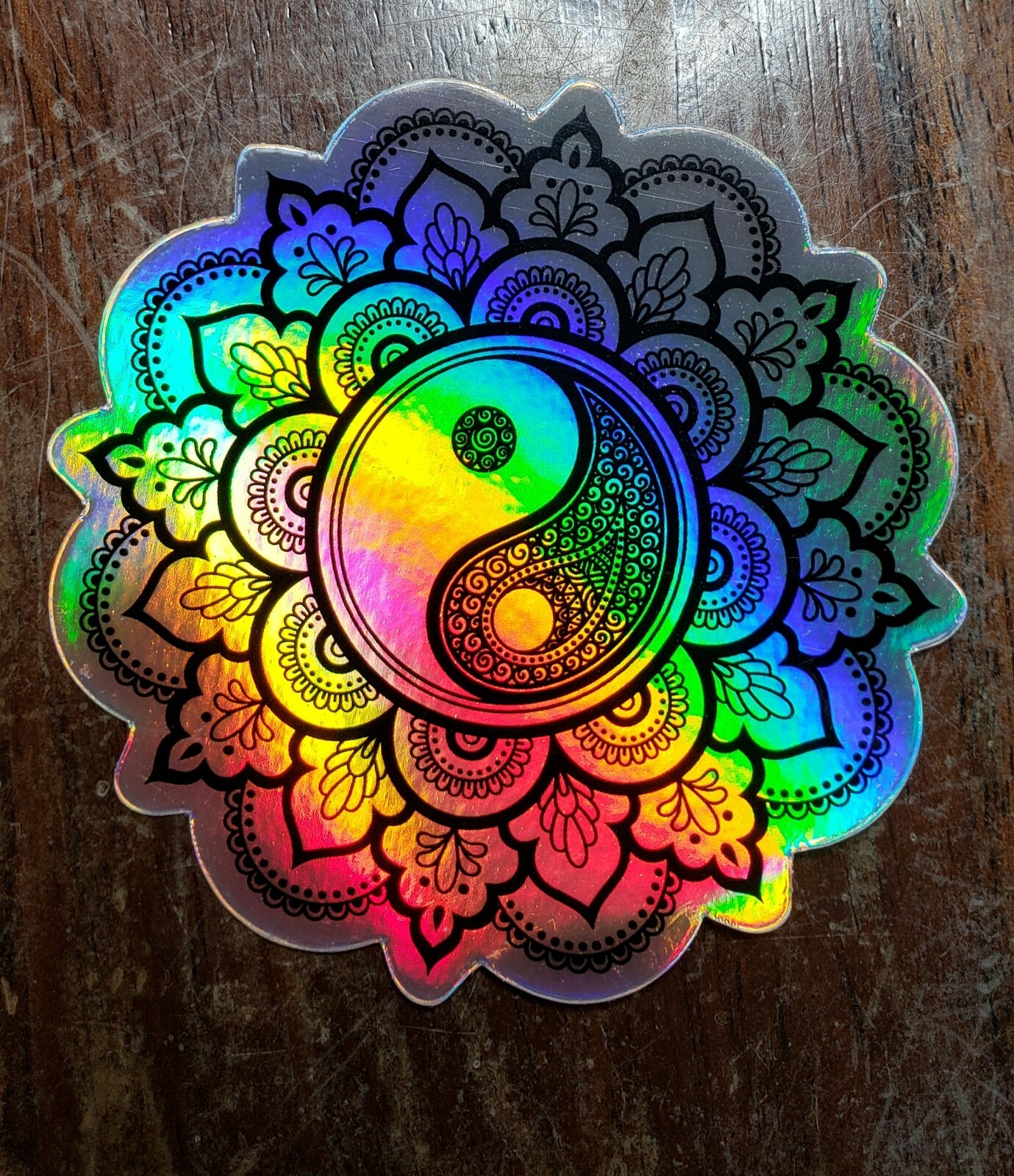 Yin Yang Mandala Die Cut Holographic Sticker Vinyl 3 inch