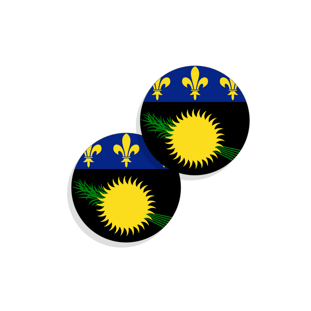 Guadelupe Flag Stickers Flag Decals Vinyl Round Indoor Outdoor Circles 4 pack