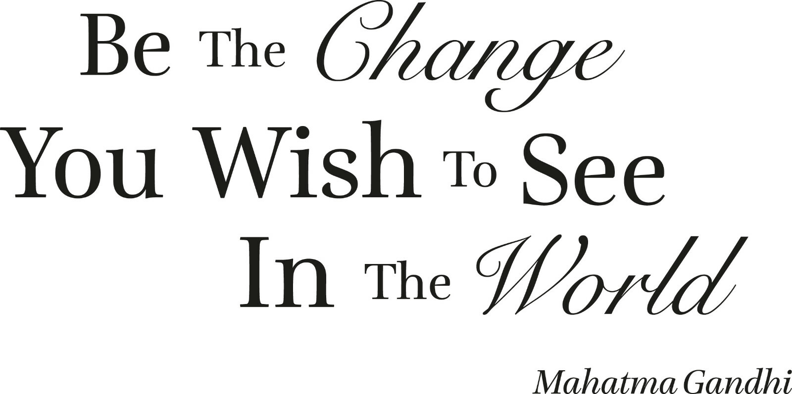 Wall Decal Inspirational Quote Change World Ghandi Vinyl Decor Black gz449