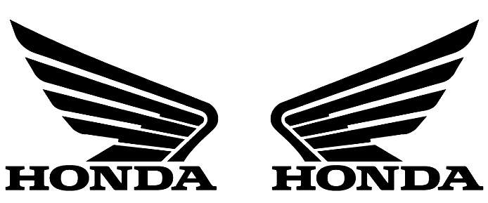 PAIR OF HONDA WING LOGOS FOR MOTORCYCLE PETROL FUEL TANK ETC – CHOOSE SIZE – L/R