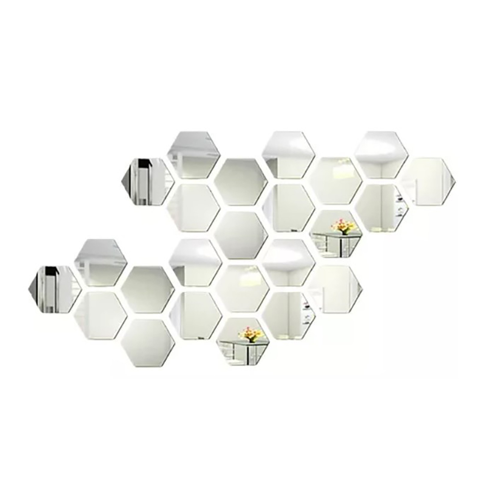 24Pcs Acrylic Mirror Hexagon Wall Sticker Art DIY Decorative for Home Bedroom