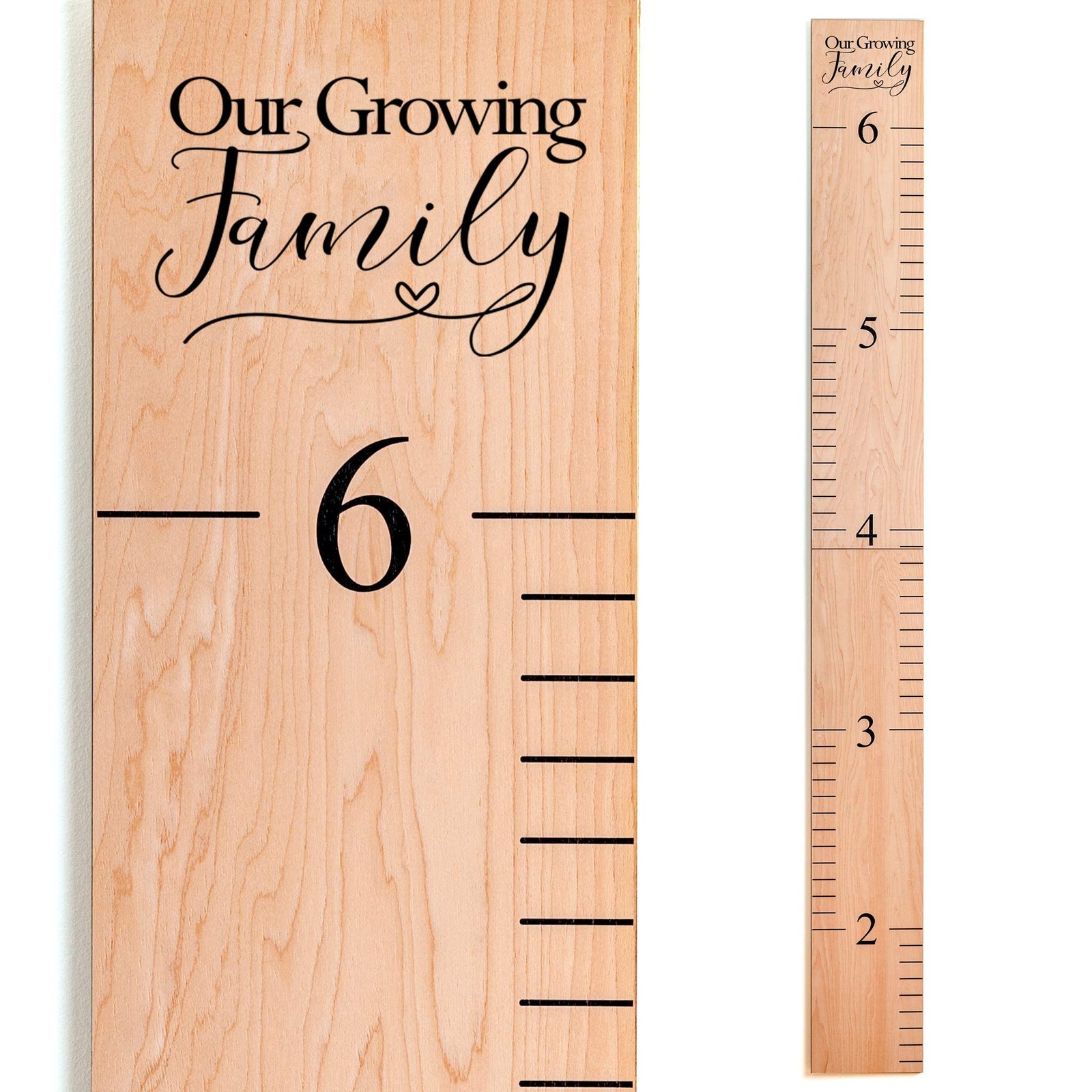 Headwaters Studio Wooden Growth Chart – Kids Height Growing Family Natural