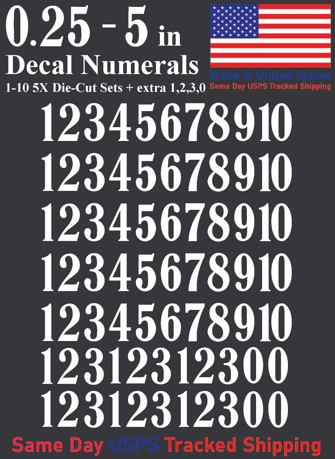 1-10 5x+ School Book Outdoor Vinyl Decal Numbers for Mailbox Door Address Locker
