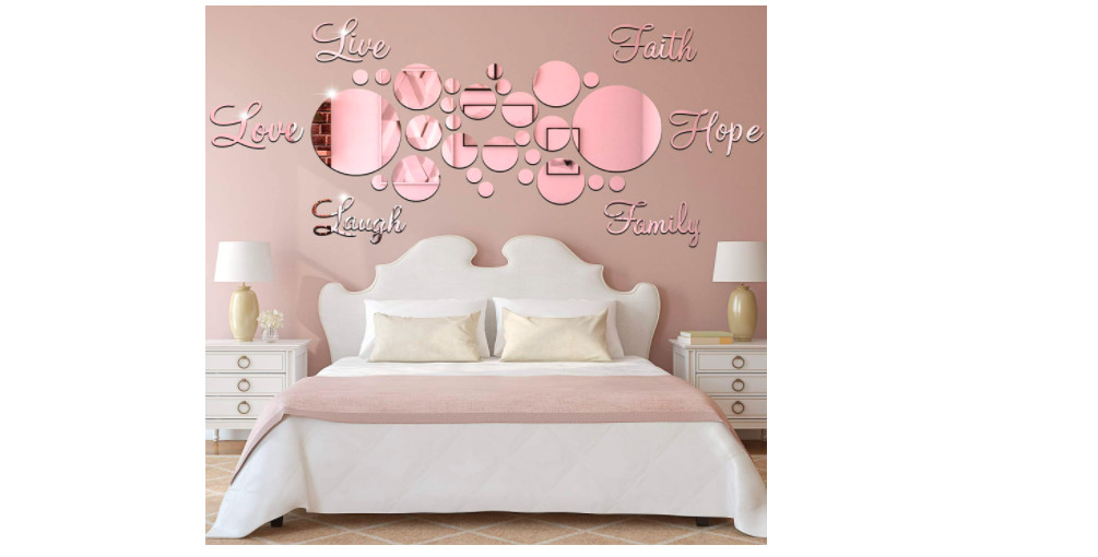 3D Mirror Wall Decor Acrylic Stickers DIY Faith Laugh Hope Love Family Rose Gold