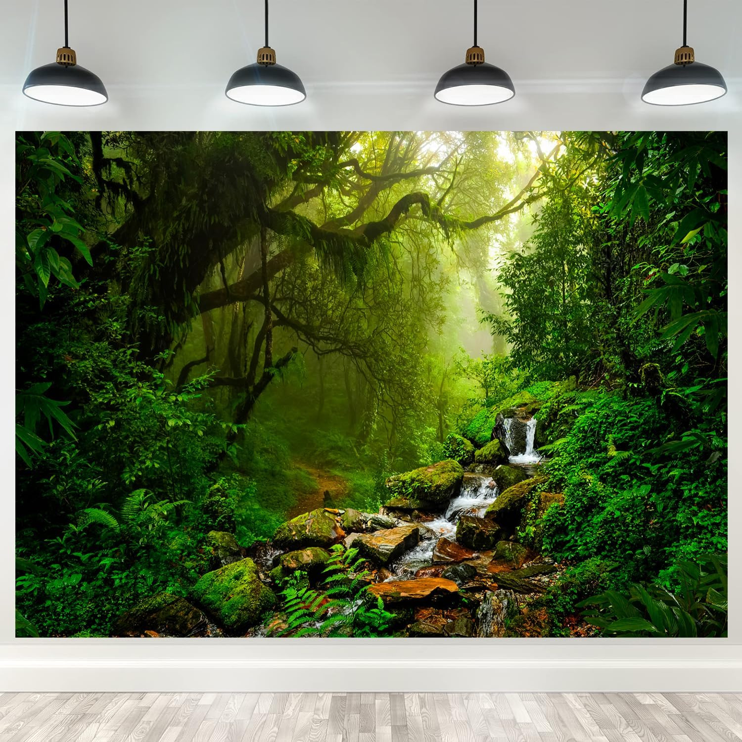 Tropical Jungle Backdrop Rain Forest Evergreen Forest Small Waterfall Photograph