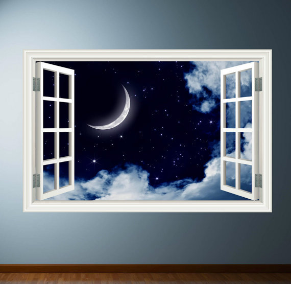 Full Colour NIGHT SKY MOON Dream wall art sticker decal transfer Graphic WSD396