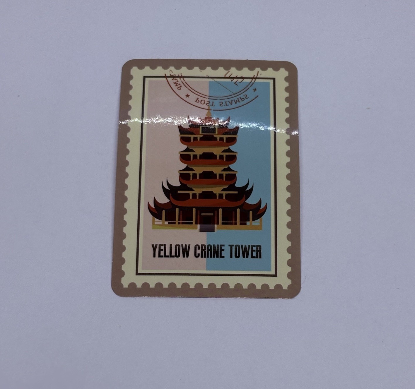 Yellow Crane Tower Postage Stamp Novelty Sticker Vinyl Decal Travel Cool Art Tc9