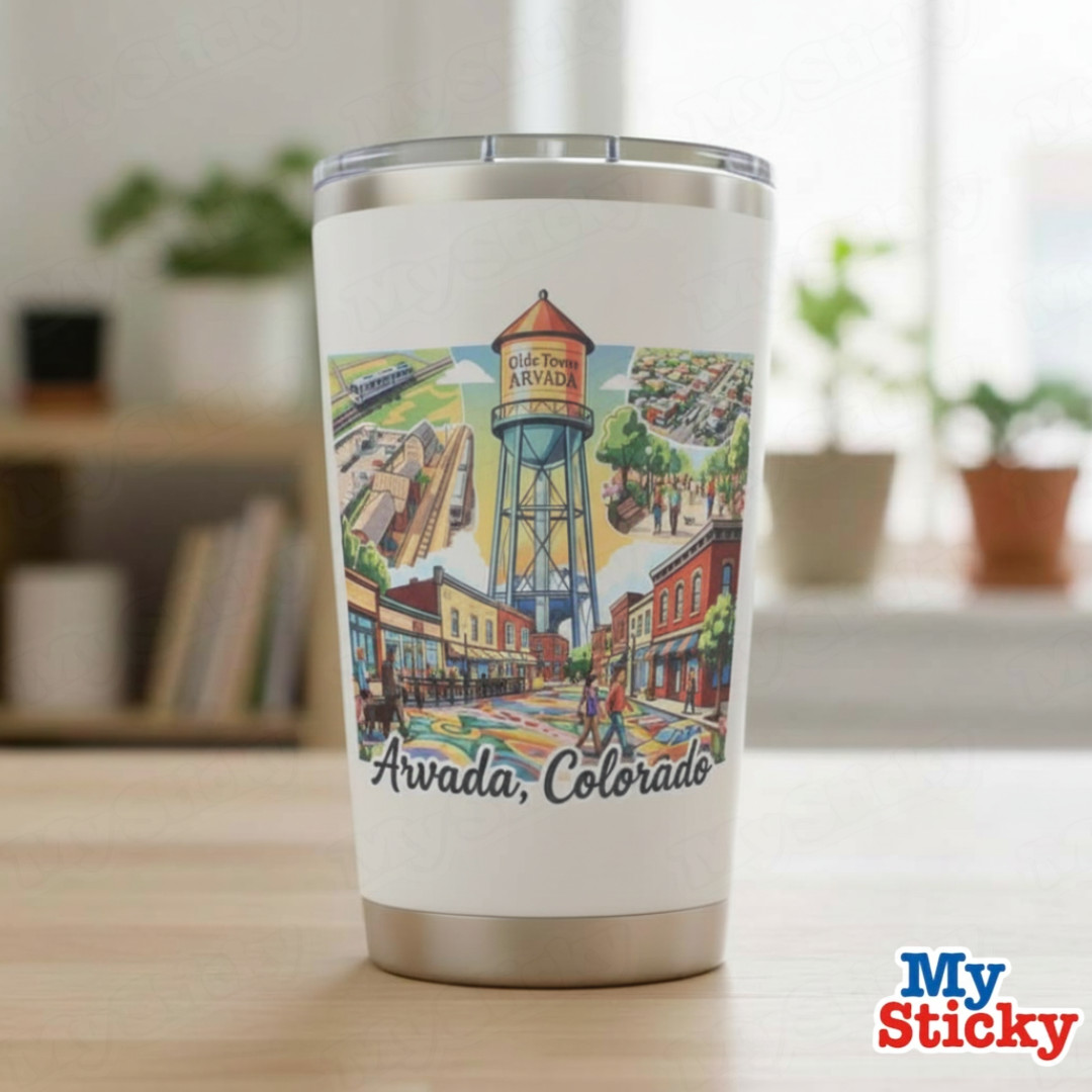 Olde Town Arvada Colorado Vinyl Sticker Travel Memorabilia Water Tower Decor NEW