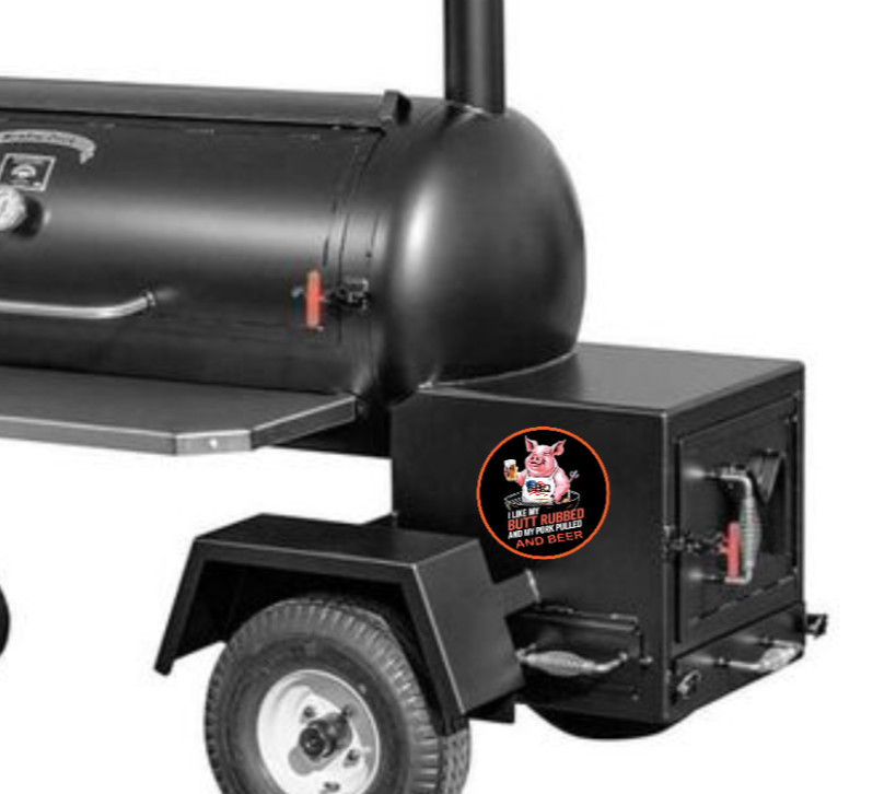 BBQ – (Butt Rubbed and Beer) 4" Vinyl Decal Car Truck Cooler Laptop Smoker Grill