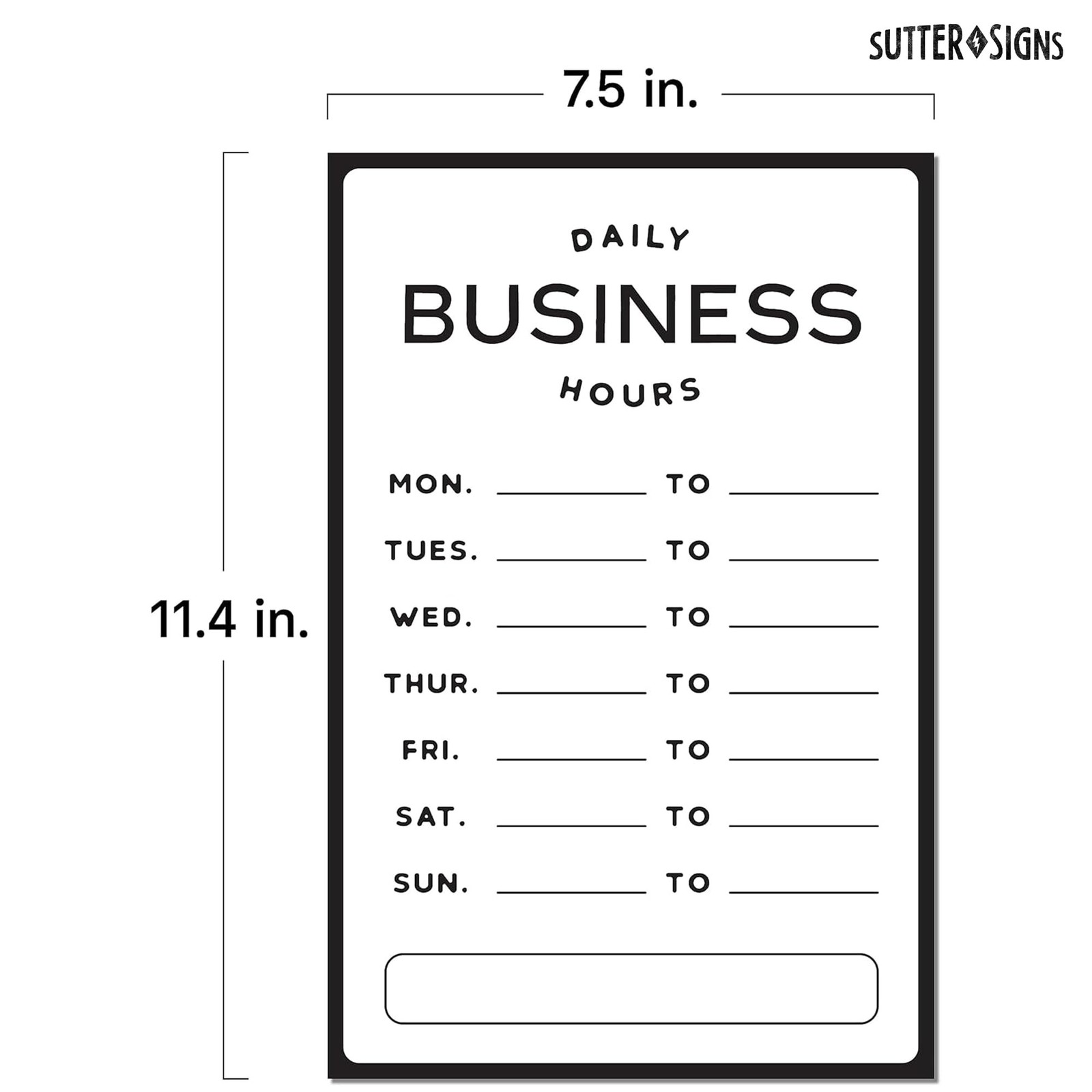 Business Hours Sign 2pk | Modern Store Open Time of Operation Sign for Glass …