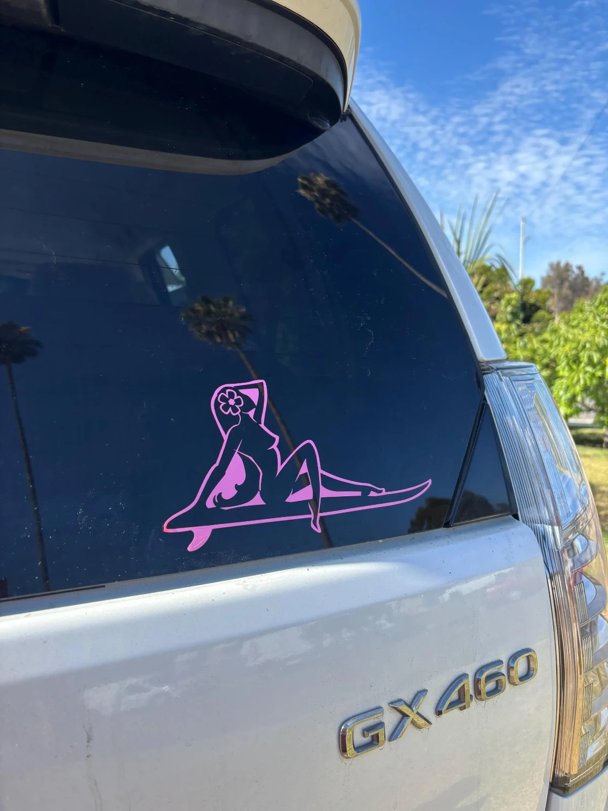 9" Pink Hawaiian Surf Sexy Surfer Girl~ Hawaii Vinyl Car Window Decal Sticker
