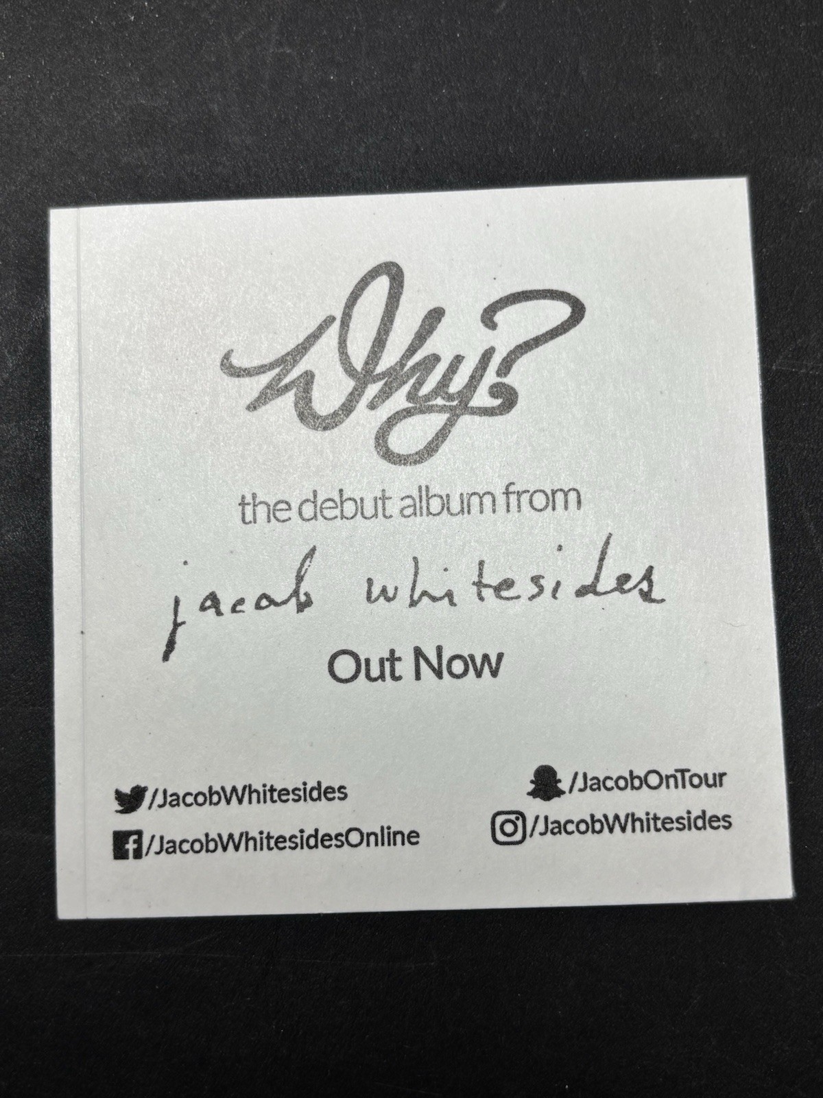 Jacob Whitesides – Why? Promo Sticker 3.25" x 3.25"