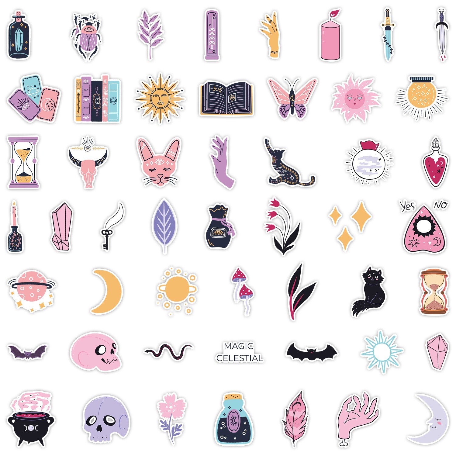 200pcs SPIRITUAL Stickers Pack,Crystal Potion Gothic Halloween Stickers, #225236