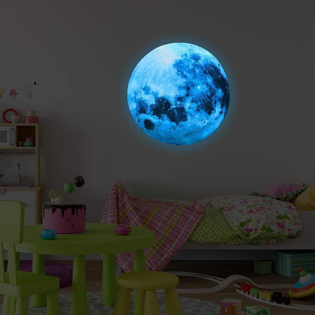 Pegatinas de pared luminosas de 11.8 pulgadas, pegatinas de luna luminosas para
