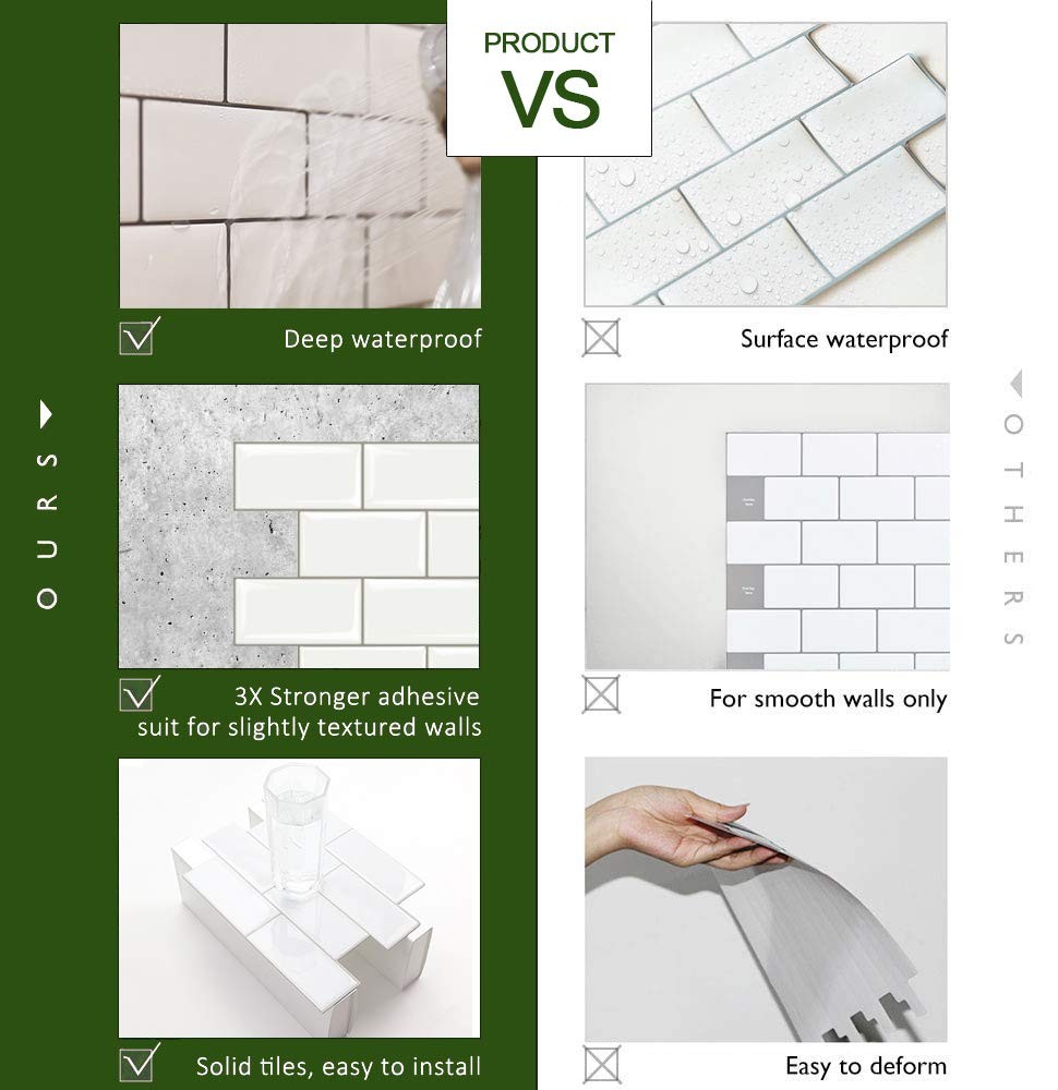 10-Sheet Peel and Stick Subway Tile, Stick on Tiles Backsplash for Kitchen & …