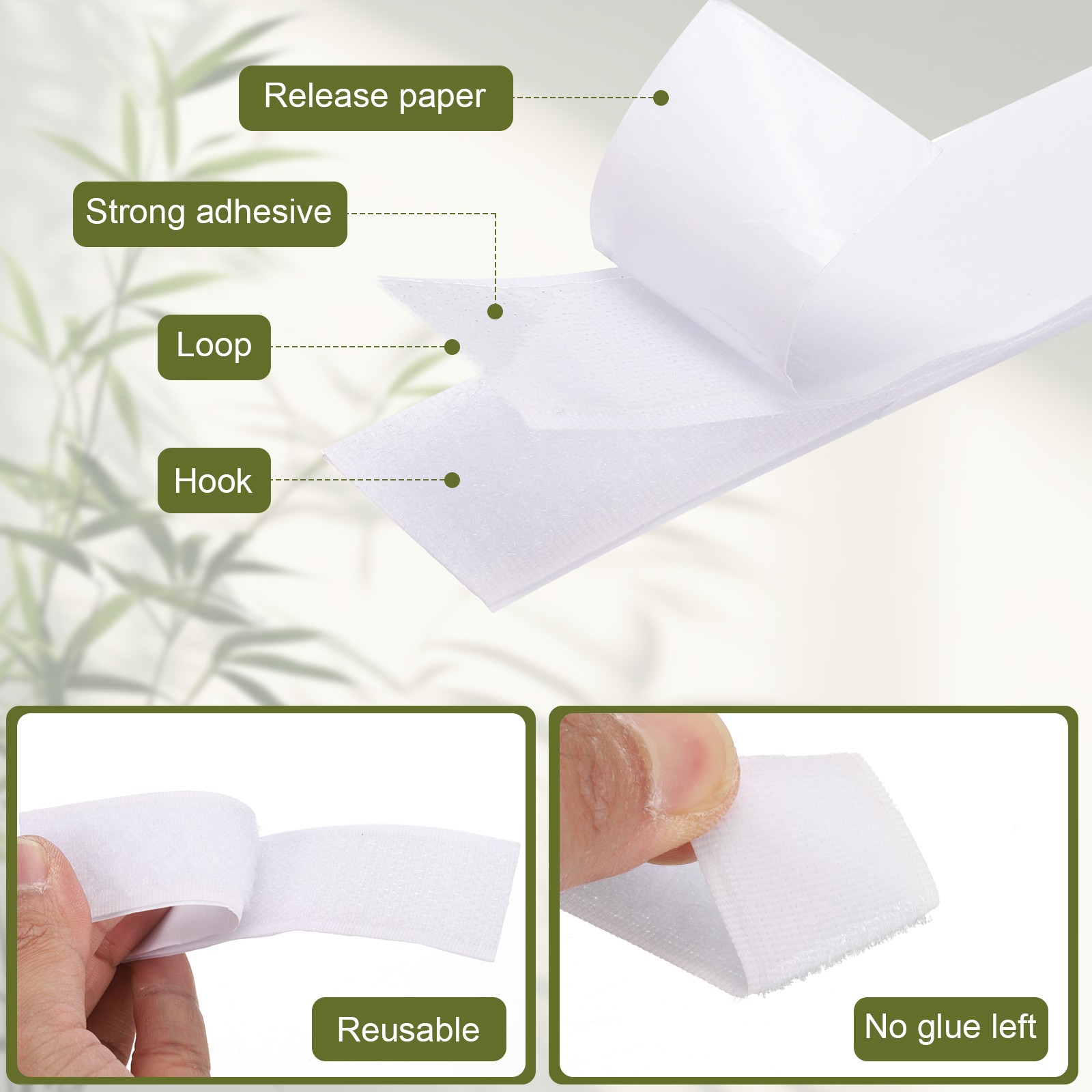 8set Hook and Loop Strips with Adhesive 4.3"x4.3" Hook and Loop Tape White