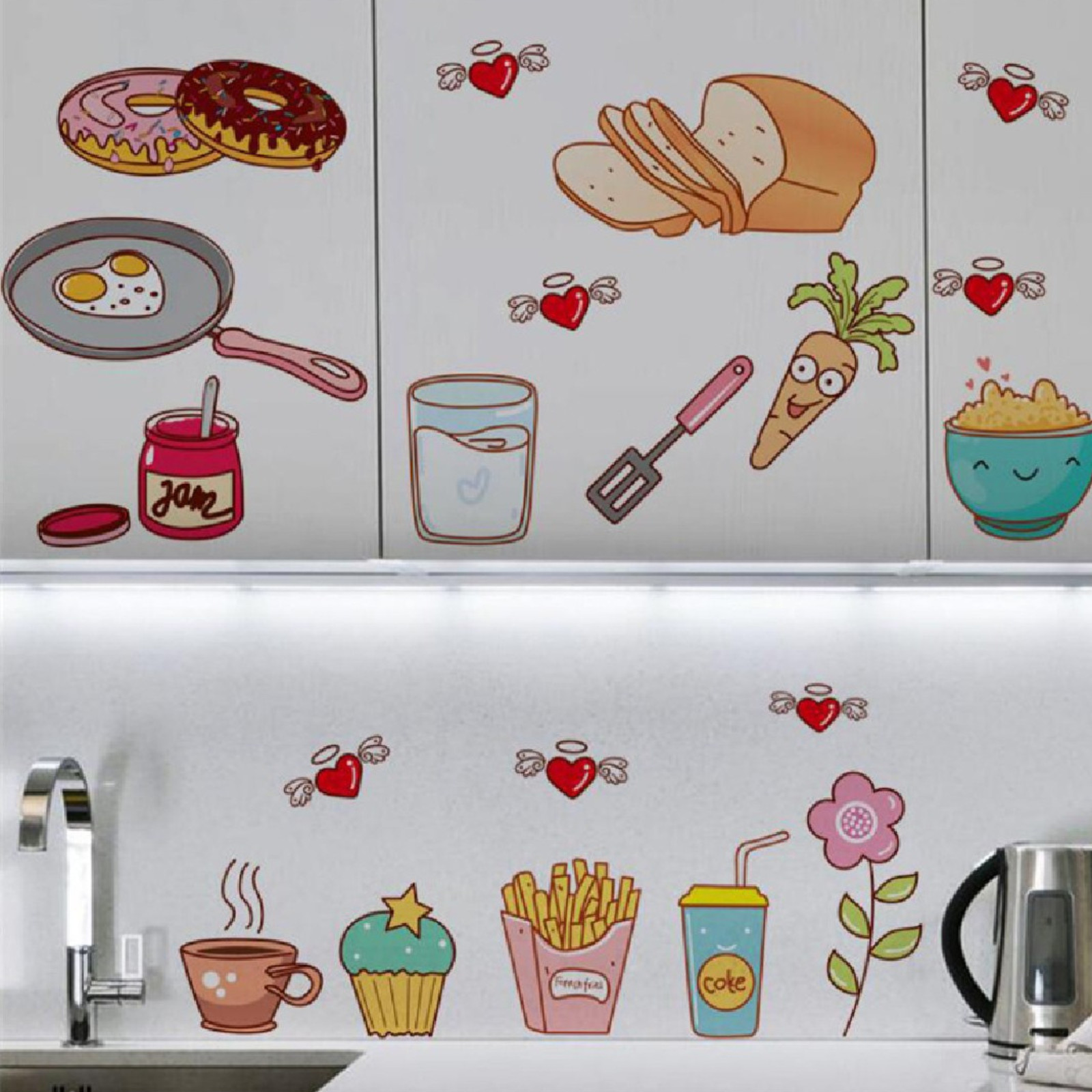 Cartoon Kitchen Refrigerator Door Stickers Decorative Stickers Food Fruit Remova