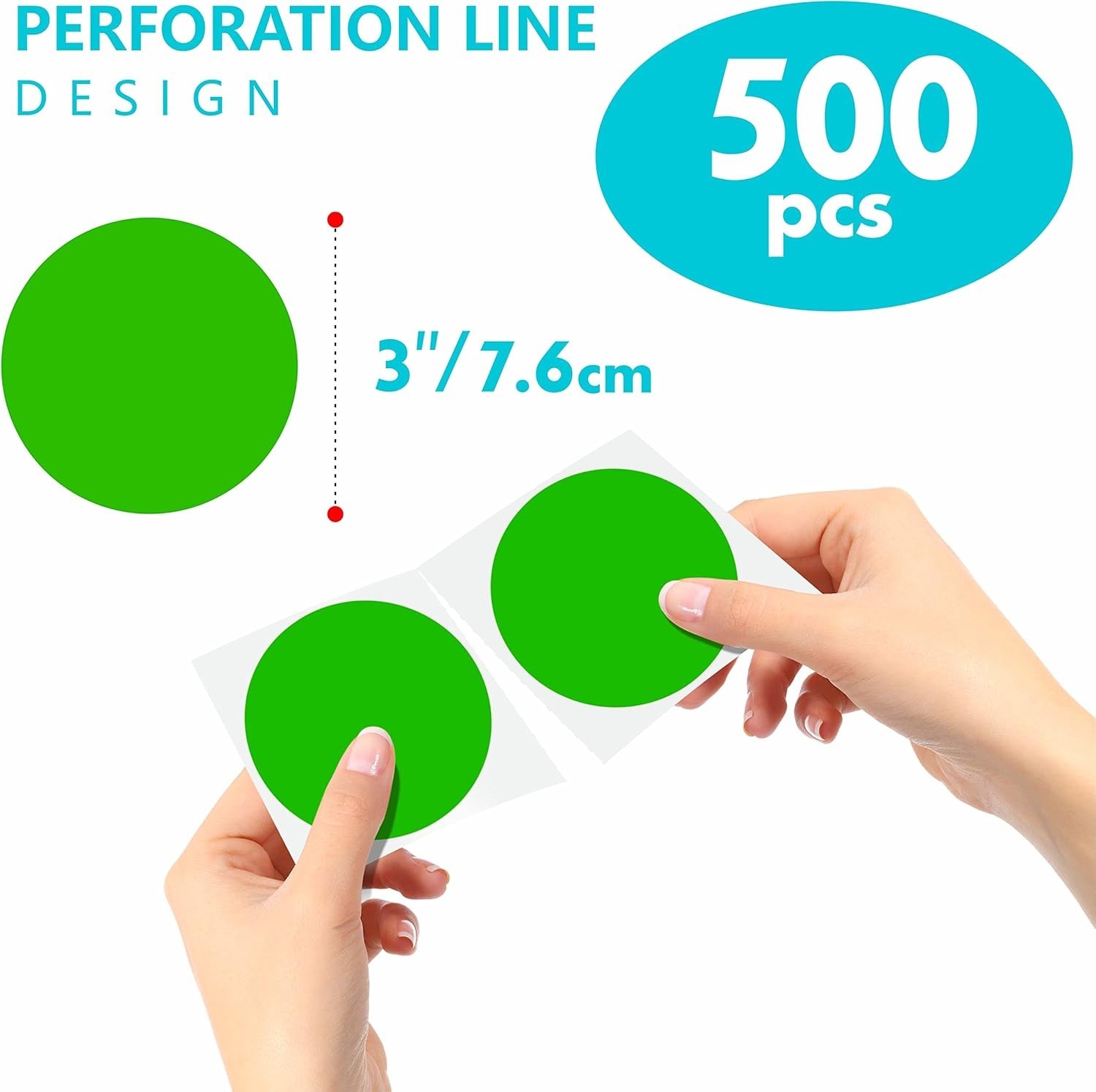 500 PCS Green Color Coding Circle Dots Inventory Stickers Labels in Roll 3"