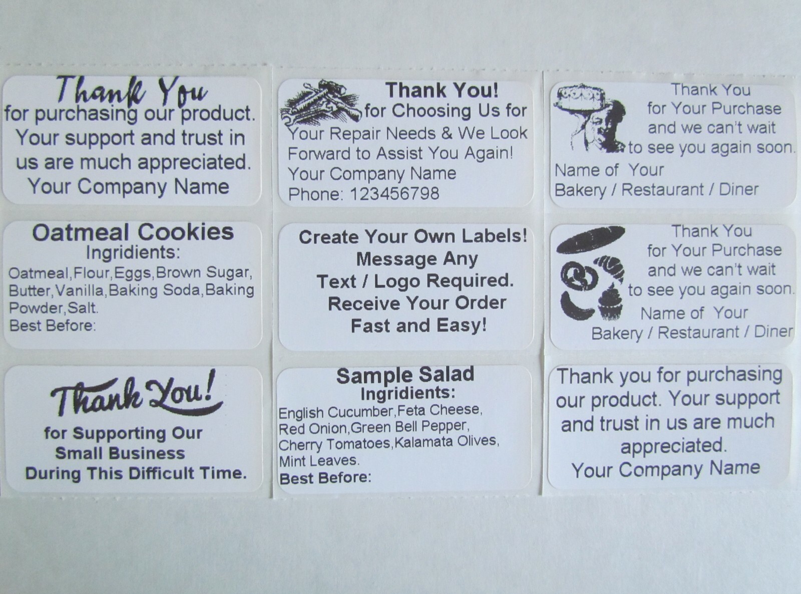 100 Custom Labels Stickers Personalized Tag 2"x1" Shipping Business Inventory