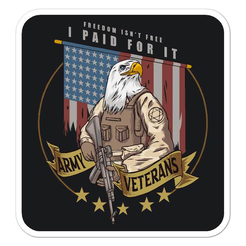 USA Army Veteran, Vinyl Decal Sticker, Indoor Outdoor, 3 Sizes, #7903