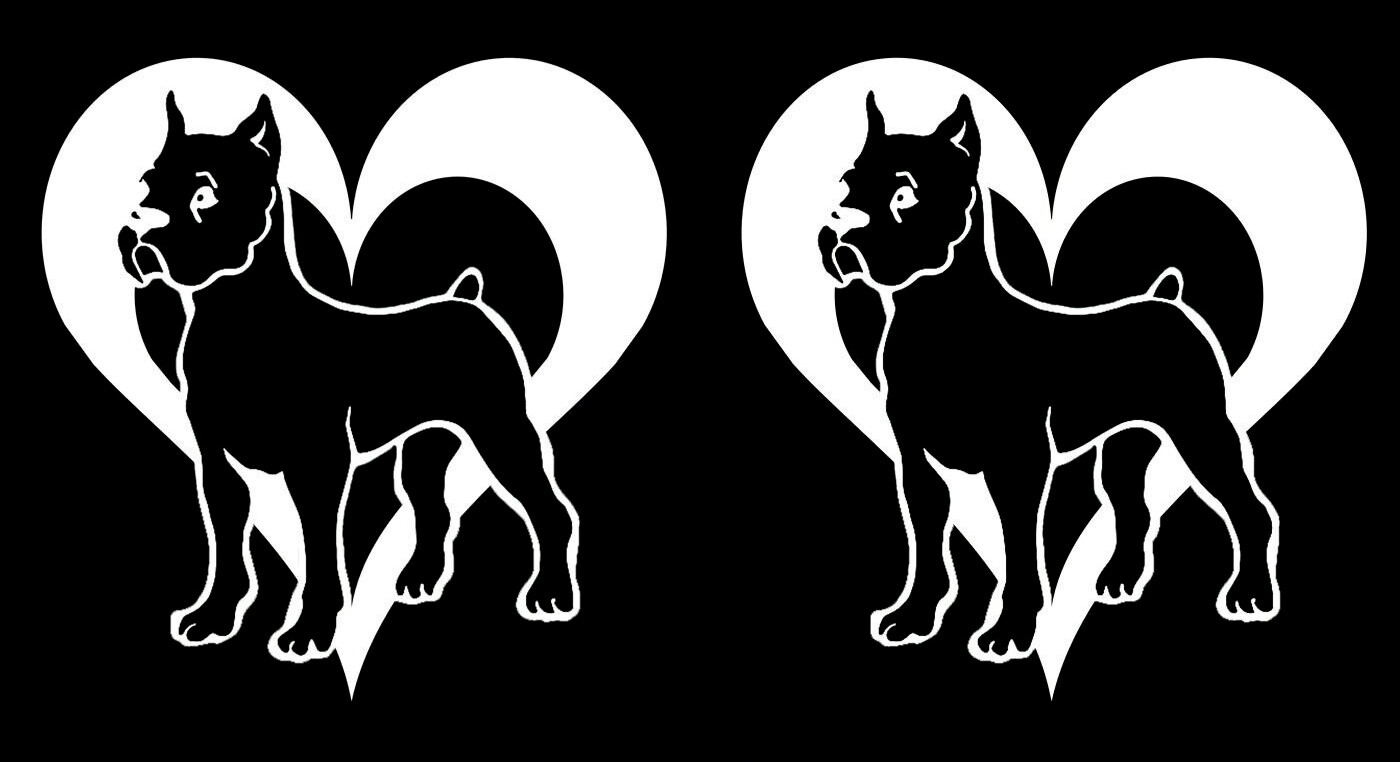 Pitbull Heart Love Two White Vinyl Decal Car Windows Laptop Tablet Tumbler