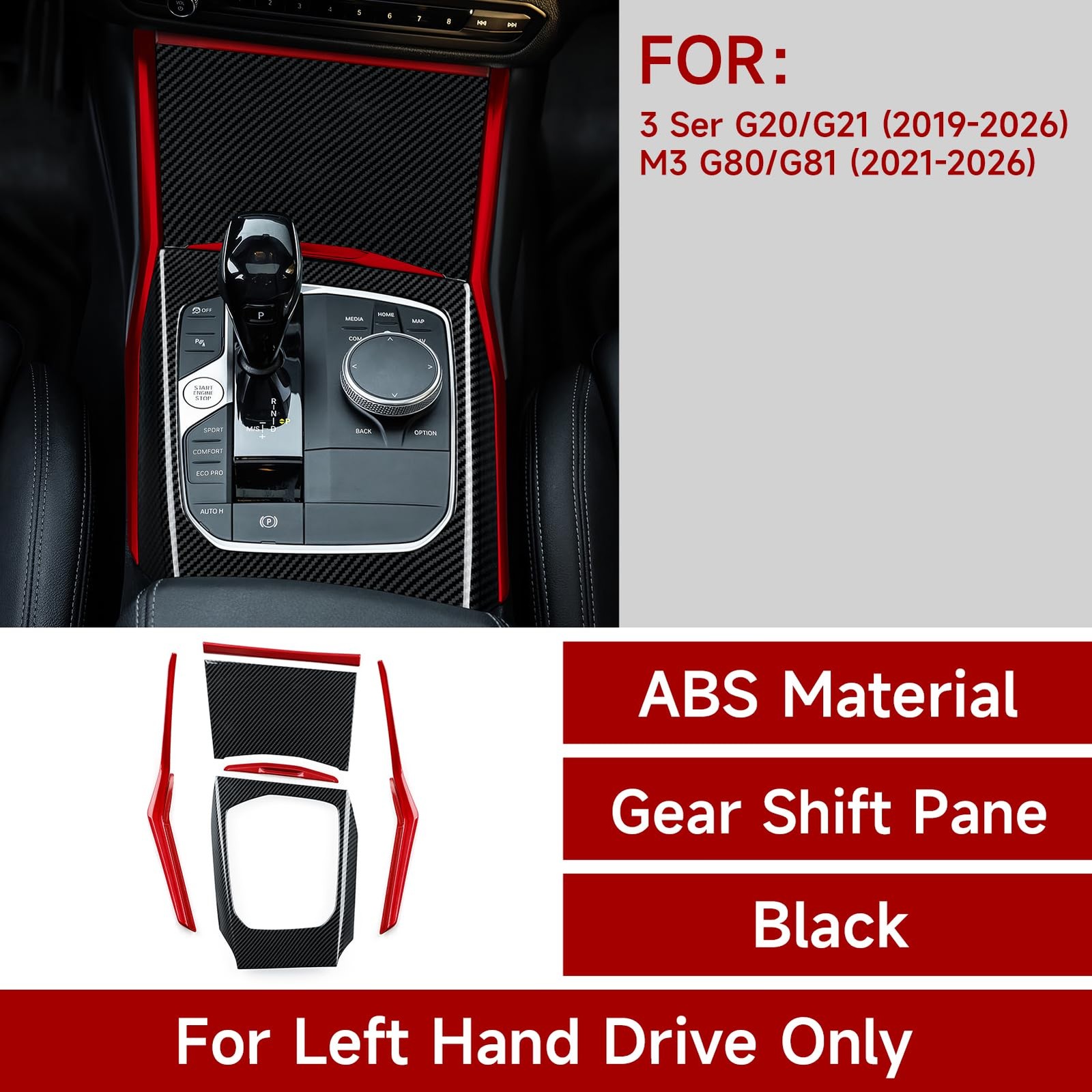 Car Trim Gear Shift Cover Panel ABS Decal Sticker for BMW 3 Series G20 G21 M3