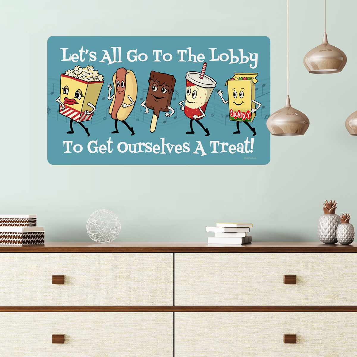 Lets Go to the Lobby Snacks Wall Decal Classic Movie Theater Decor