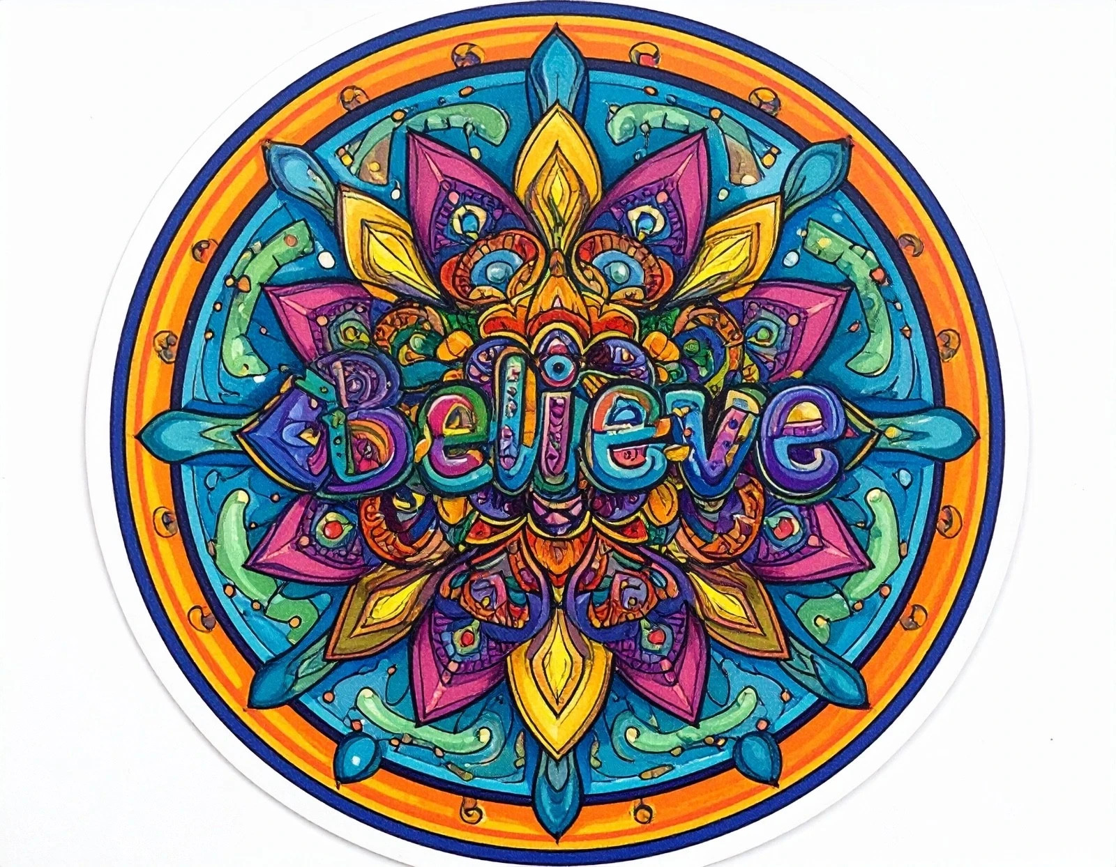 Believe Mandala Vinyl Sticker Boho Yoga Spiritual Art Decal