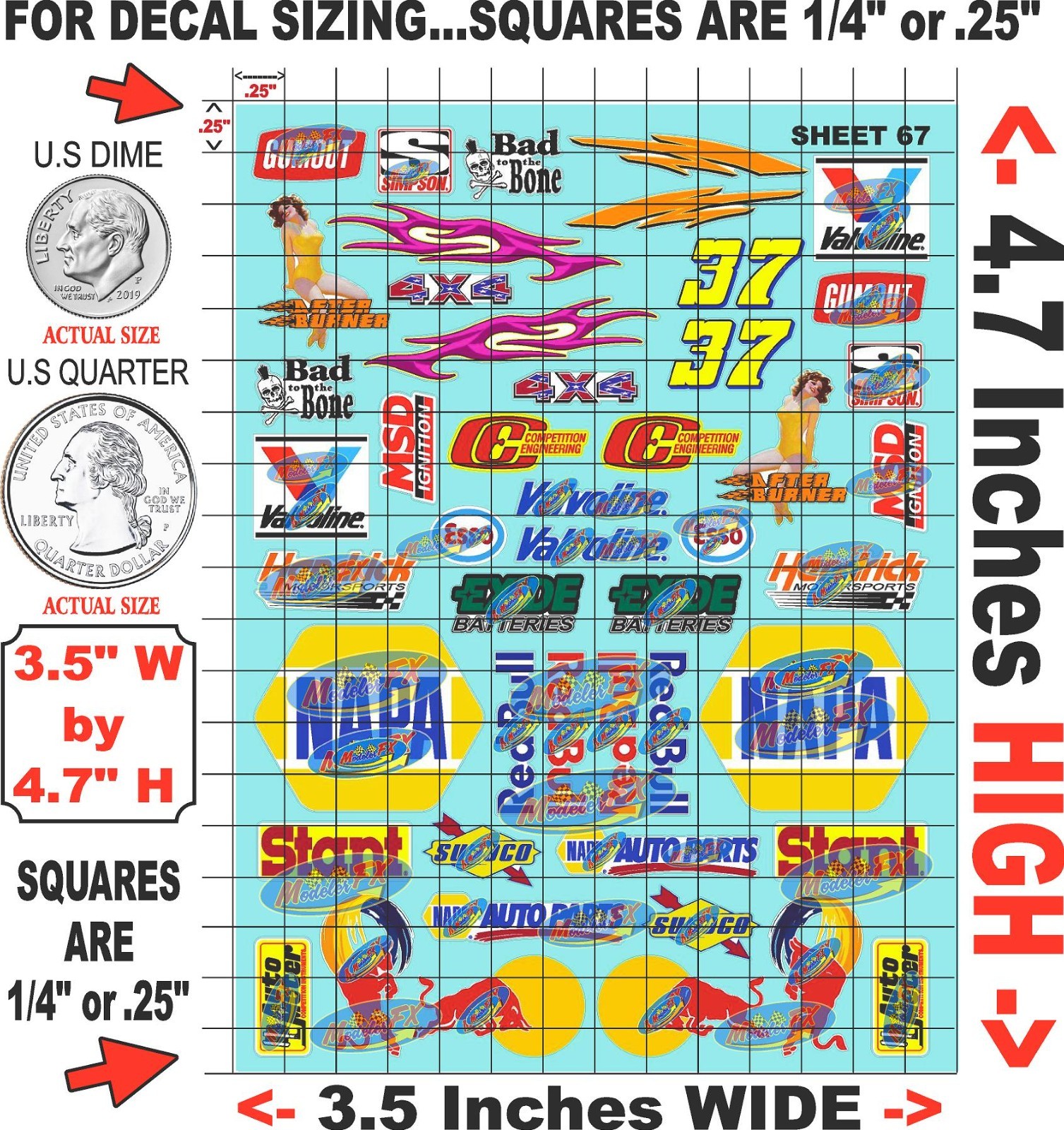 Clear Matte Vinyl Sticker Sheet 67-R/C MODEL Decal 1/24-1/16 ScaleDIE CUTredbull