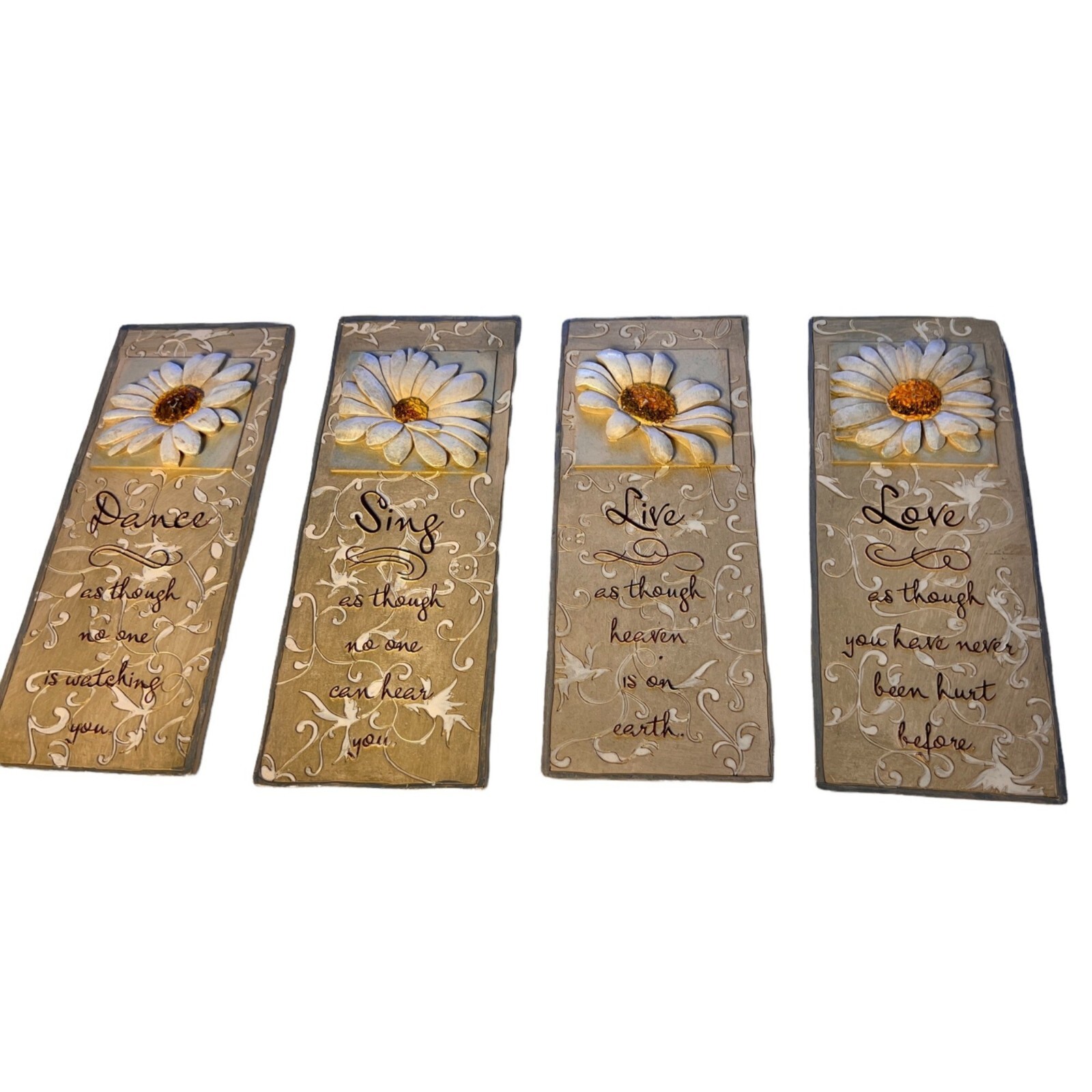 Ceramic Wall Decor Sunflowers Plaques Sing, Love, Dance, And Live Sku 4Plague