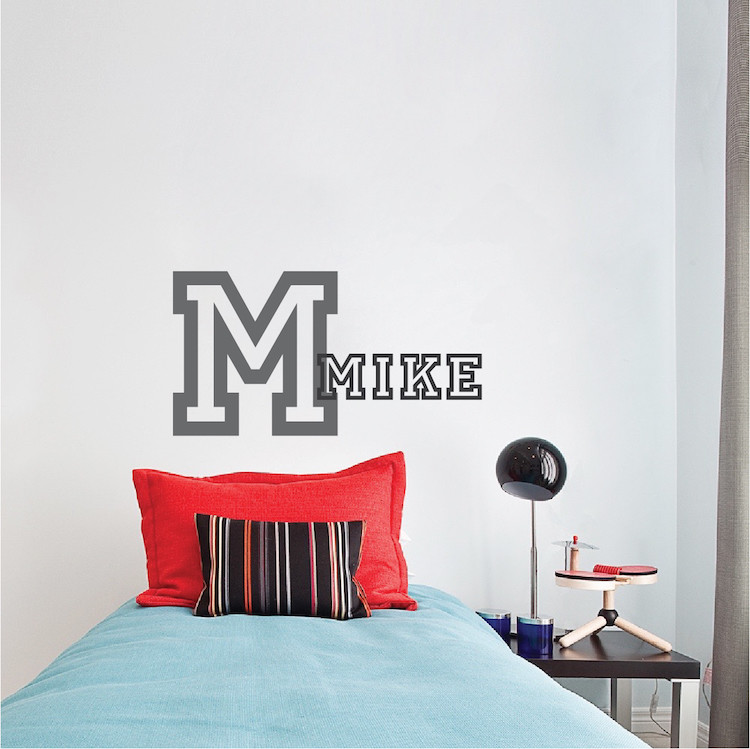 Sport Initial Wall Decal Custom Monogram Wallpaper Vinyl Name Removable Art, b53