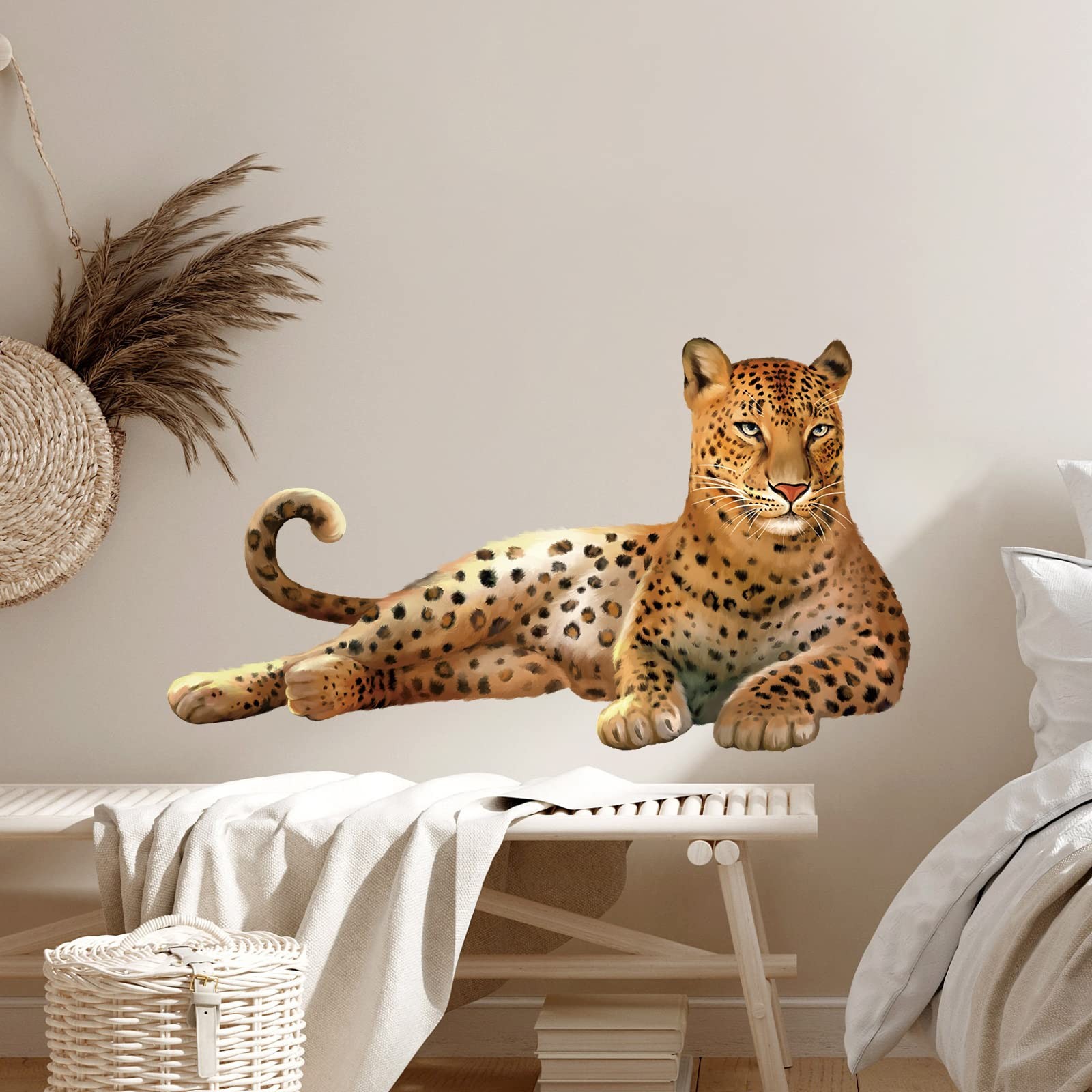 Safari Leopard Wall Stickers Jungle Animals Cheetah Peel and Stick Wall Art D…