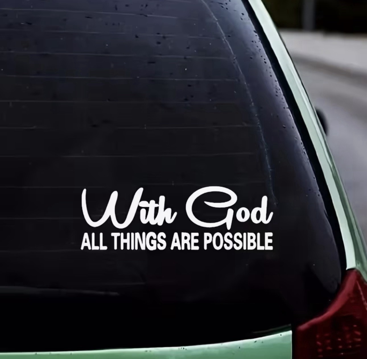 WITH GOD ALL THINGS ARE POSSIBLE 7” Inch WHITE Vinyl Sticker Decal Christian 1PC