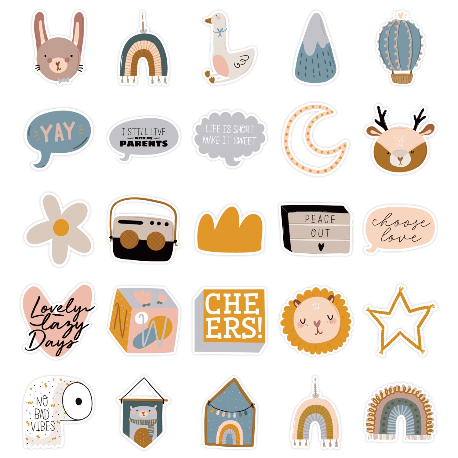 50pcs CUTE VIBE Stickers, Bottle Laptop No Residue Stickers, #249