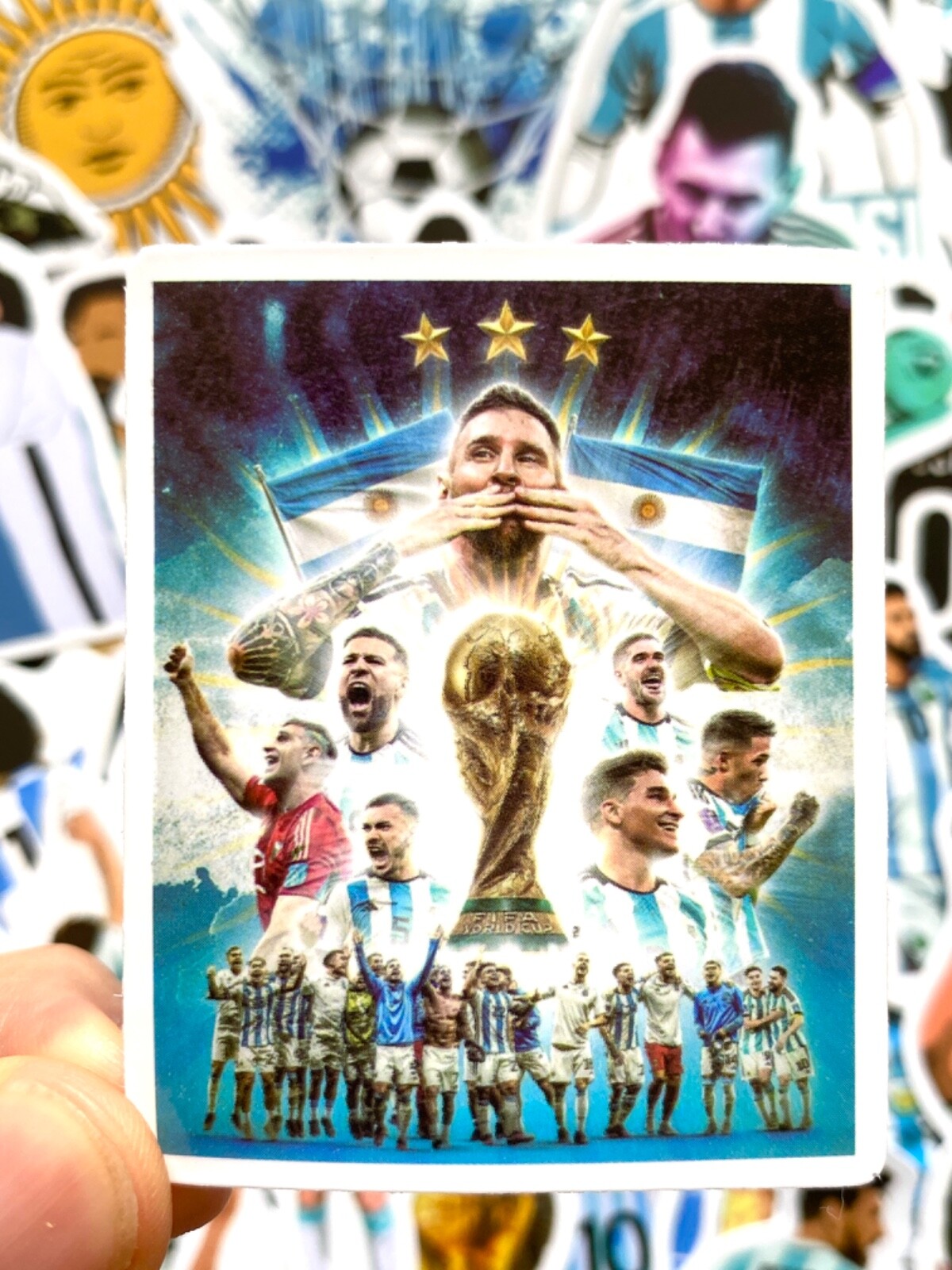 5-50 pcs Messi Inspired Stickers, Argentina World Cup Trophy Laptop Car Decals