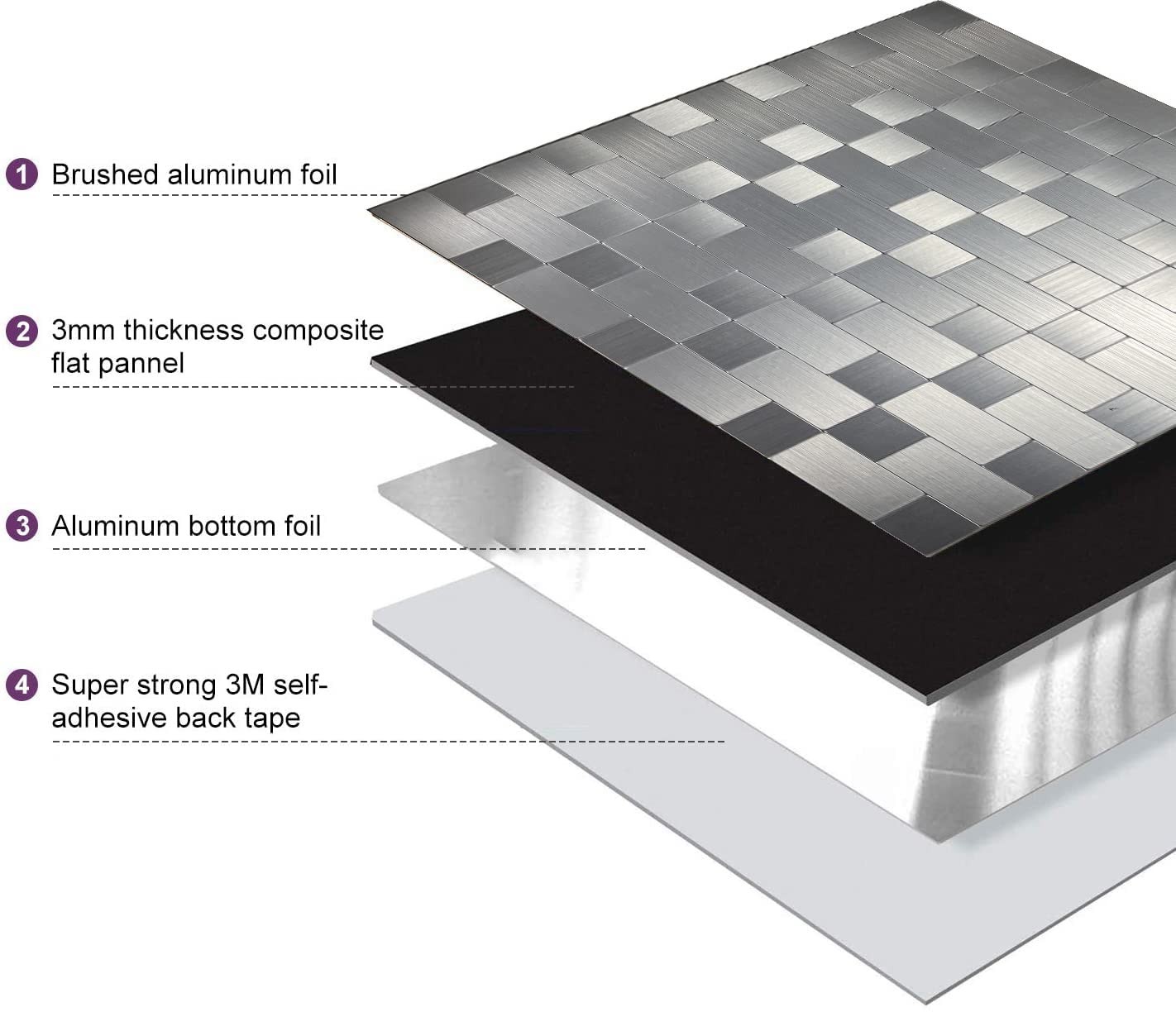 Peel and Stick Metal Backsplash Tiles, Self Adhesive Aluminum Mosaic 3D Wall …