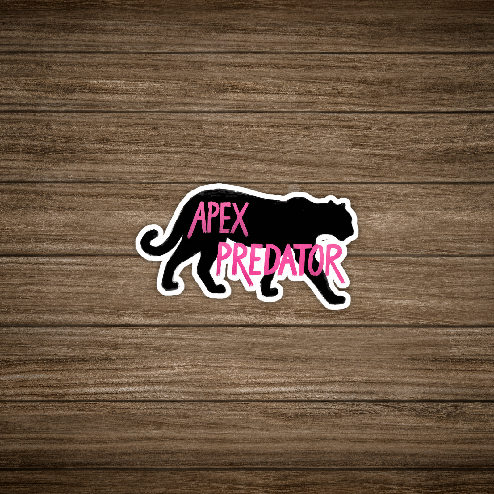 Apex Predator Pink Panther Sticker – Fierce Predatory Cat Vinyl Decal #1256