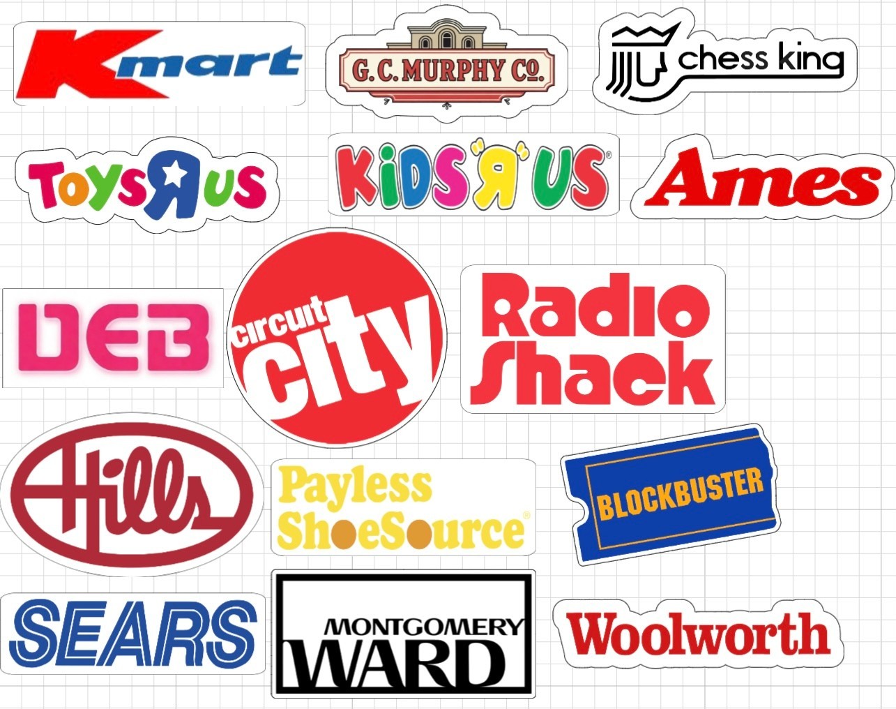 70s 80s Retro Store Stickers Sears Toys R Us Kmart Blockbuster Waterproof *15*