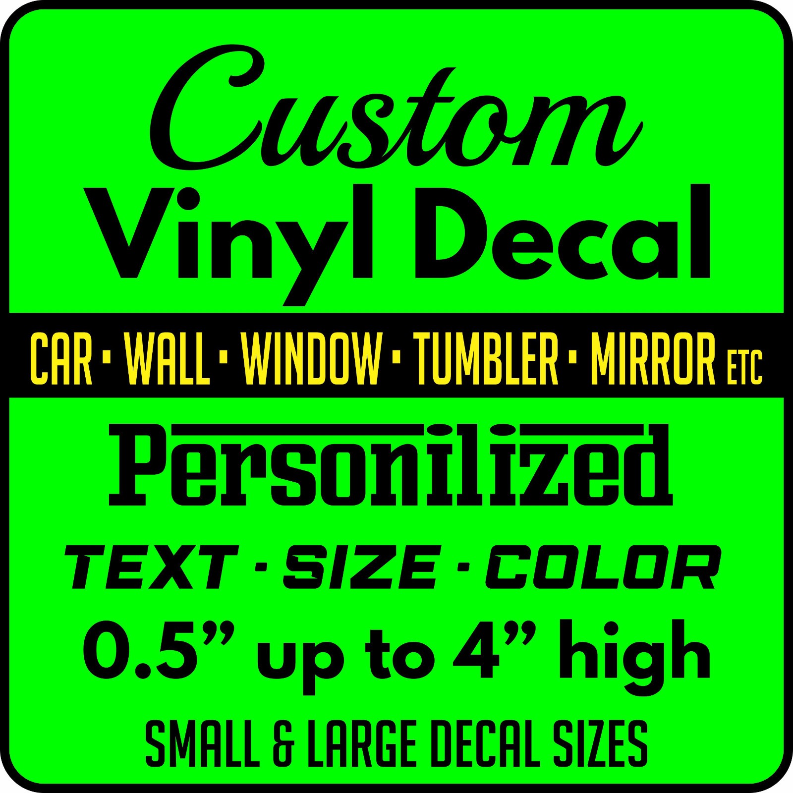 Custom Vinyl Decal Vinyl Lettering Text Sticker Personalized Car Wall Window