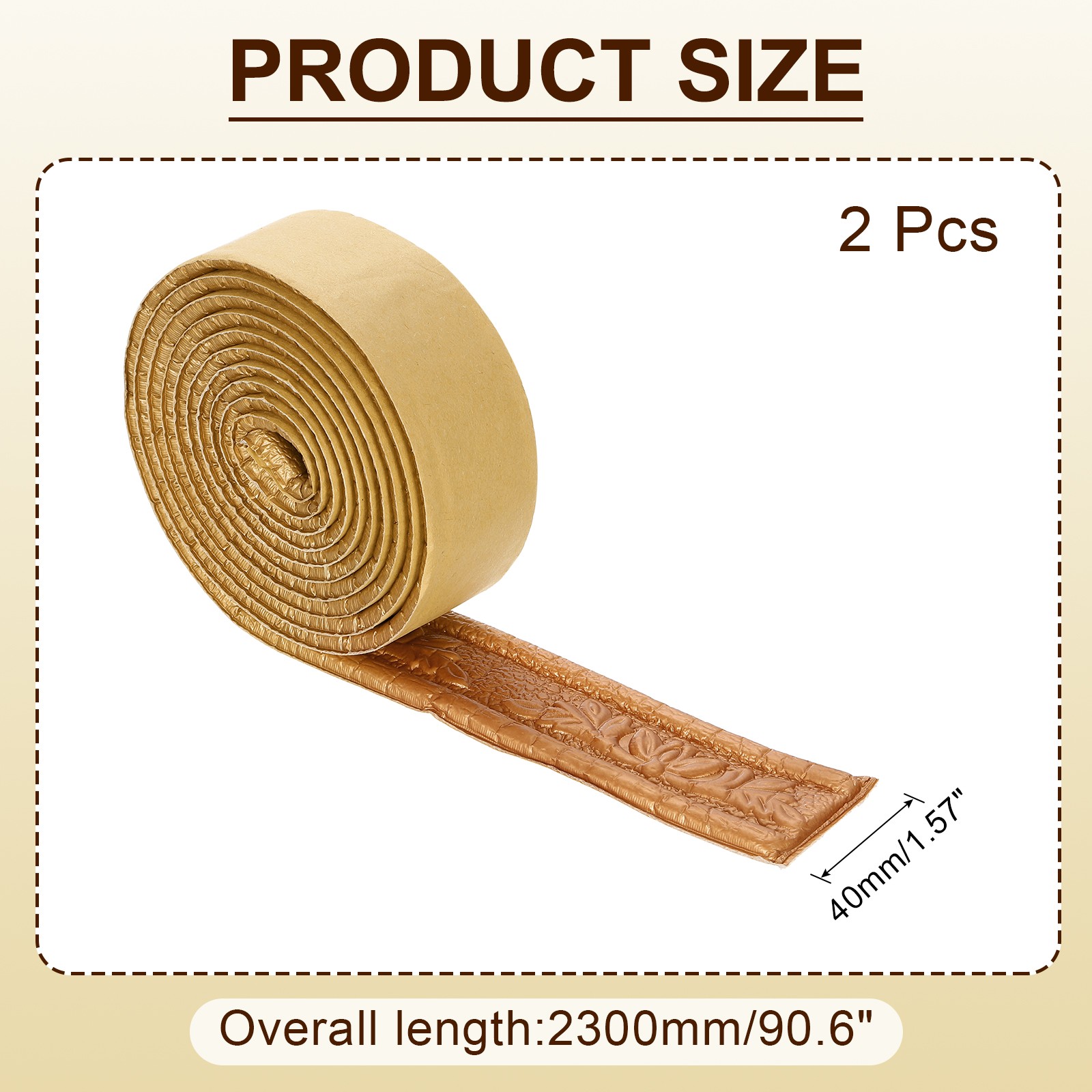 2Pcs Foam Molding Trim Self Adhesive, 1.6Inchx7.54ft Wallpaper Border, Copper