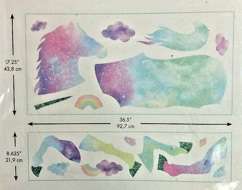 NEW RoomMates, Galaxy Unicorn Peel And Stick Giant Wall Decal With Glitter