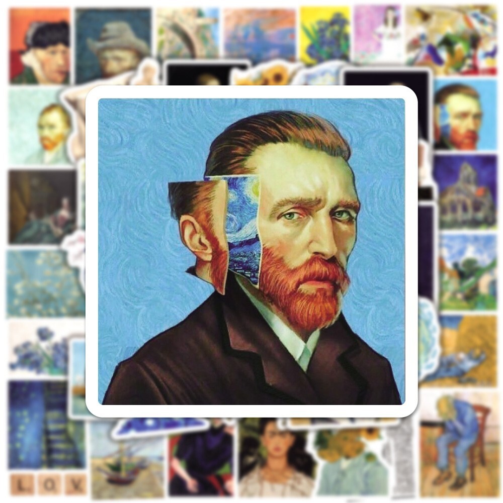 150pcs Famous Painting Vinyl Stickers, Artist Monet Van Gogh,0012345