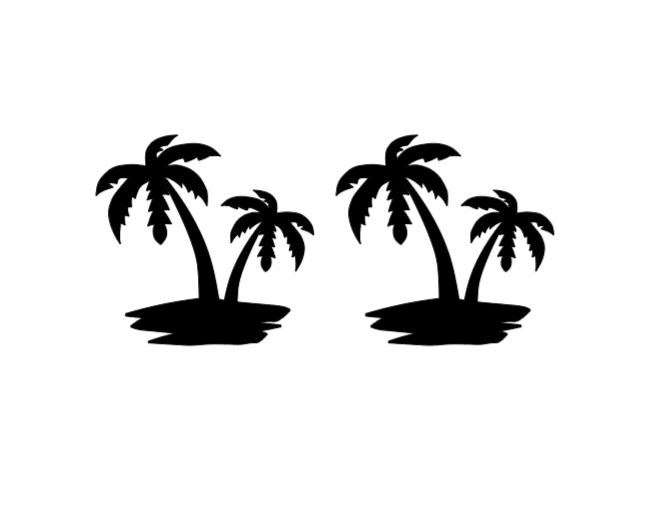 Palm Trees on Beach Vinyl Decal Sticker Rearview Mirror Car Truck Set of 2