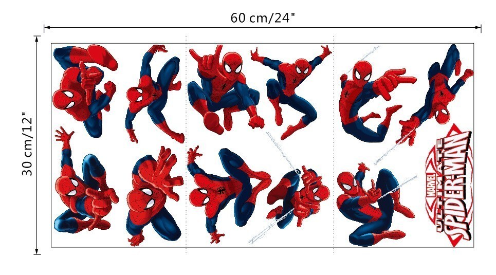 Cartoon Spiderman Wall Stickers Kids Nursery Boys Bedroom Decor Vinyl Decals