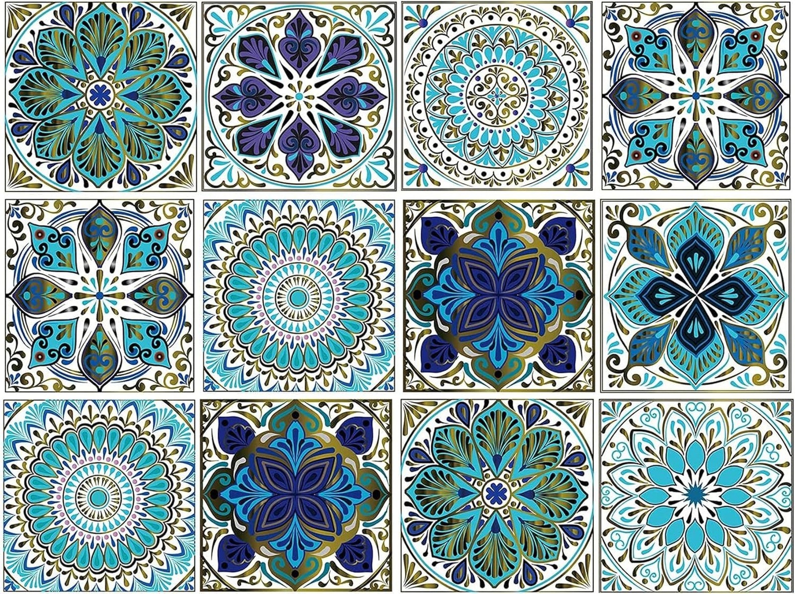 12 Pcs 6 inch Tile Stickers, Peel and Stick Self Adhesive Removable Moroccan …