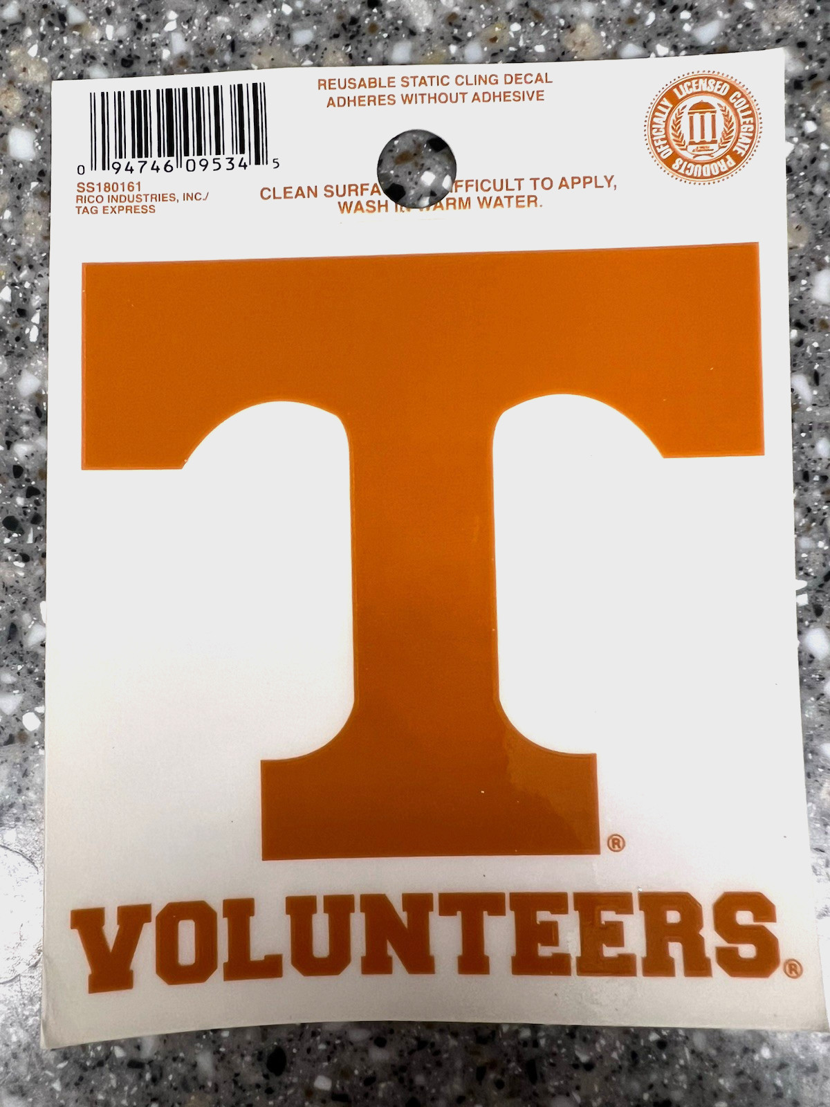 3 TENNESSEE VOLUNTEERS 3 1/2" x 3 3/4" Reuseable Cling Decals (2 Colors Choice )
